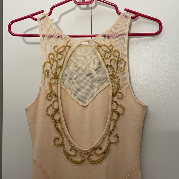 Free People Nude Beaded Body Con Mini Dress - Picture 7 of 9